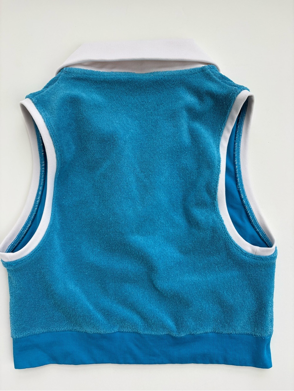 Offline by Aerie Blue Terry Cloth Sleeveless Cropped Polo Top Size M - Picture 2 of 8